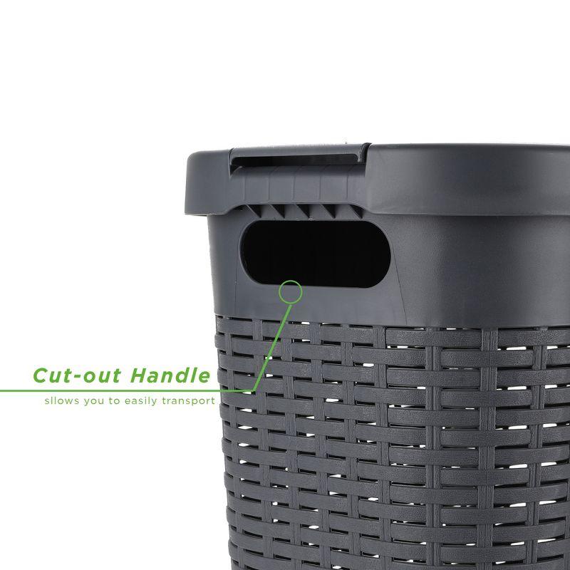 Mind Reader Mind Reader 40L Slim Laundry Hamper, Clothes Basket, Lid, Wicker Design, Plastic