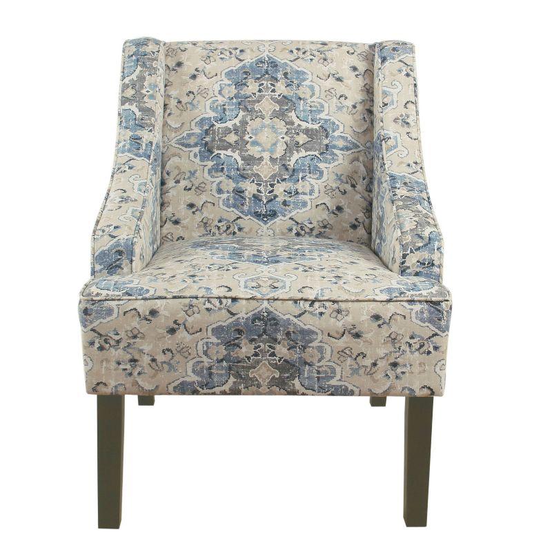 Antique Blue Classic Swoop Accent Armchair with Wood Legs