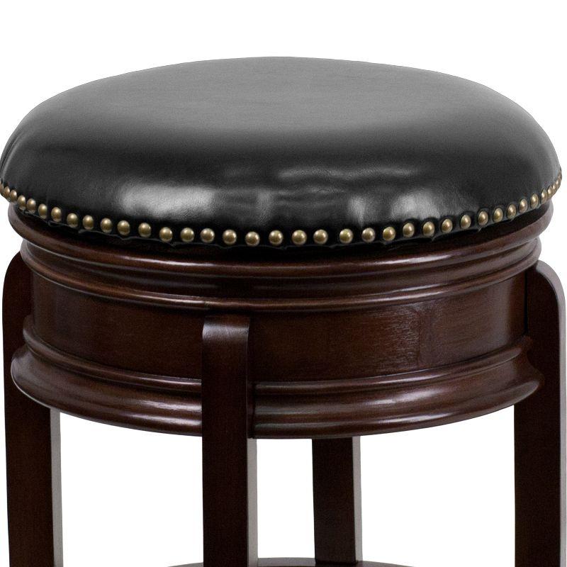 Flash Furniture 24'' High Backless Wood Counter Height Stool with Carved Apron and LeatherSoftSoft Swivel Seat