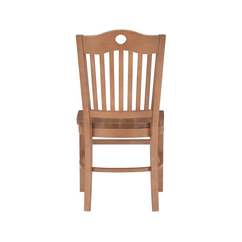 Set of 2 Timeless Brown Beechwood Slat-Back Dining Chairs