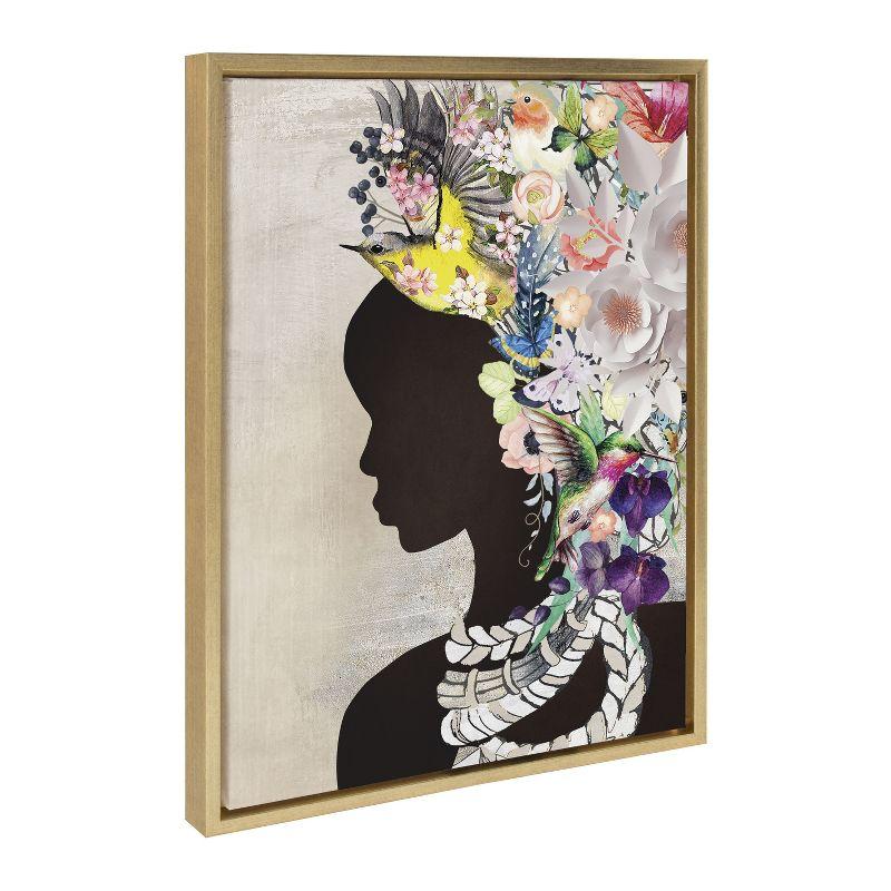 Kate and Laurel Sylvie Natural Woman Framed Canvas by Nikki Chu, 18x24, Bright Gold