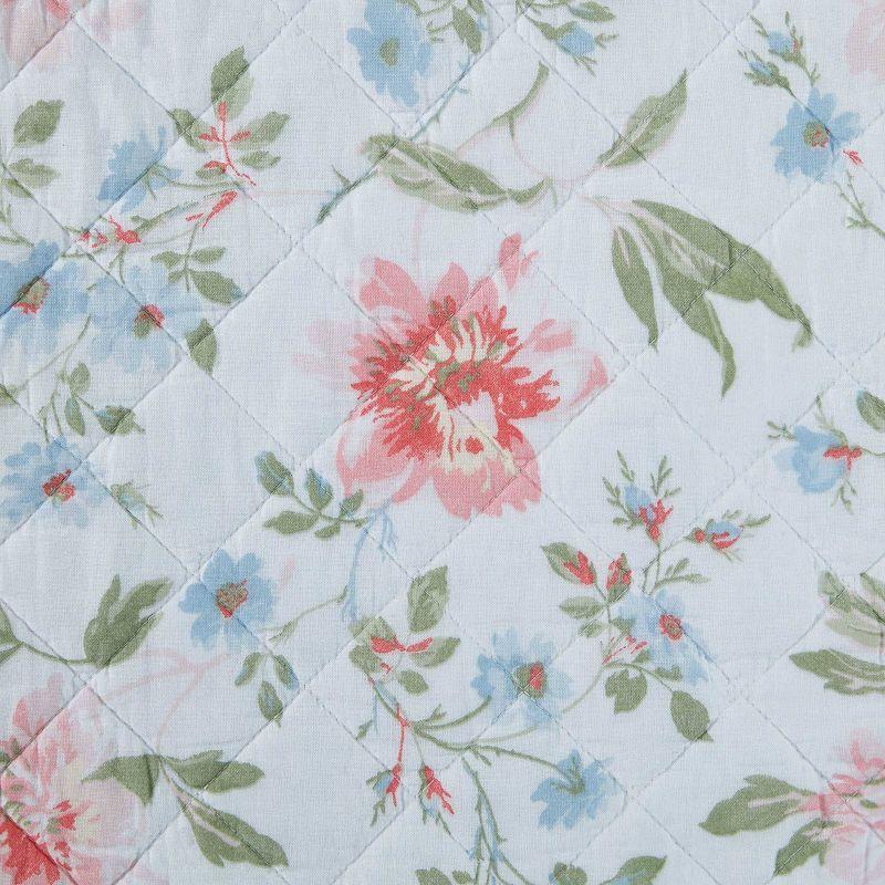 Laura Ashley King Emilie Pink Quilt Bonus Set Pink: Floral Pattern, Includes Decorative Pillow & Shams