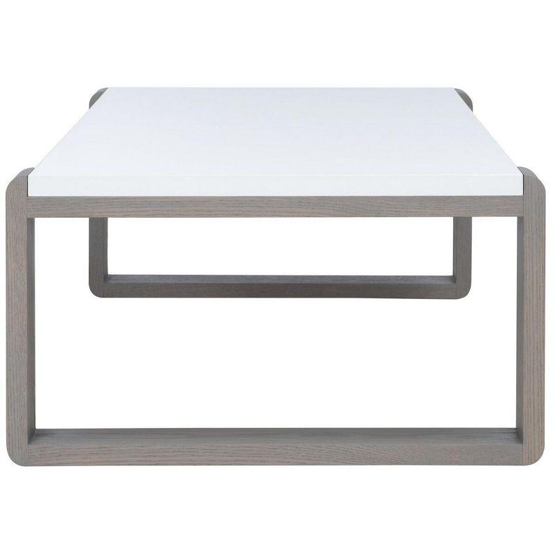 White and Grey Lacquered Wood Rectangular Coffee Table