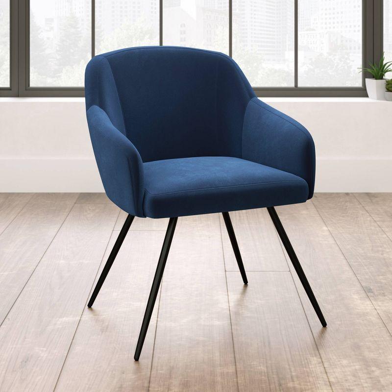 Harvey Park Occasional Accent Chair Dark Blue - Sauder: Velvet Upholstery, Metal Legs
