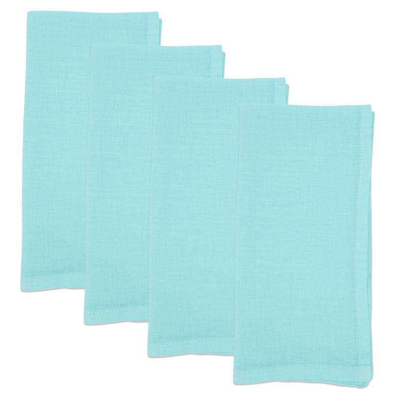 Saro Lifestyle Classic Pure 100% Linen Table Napkin (Set of 4), 20", Aqua
