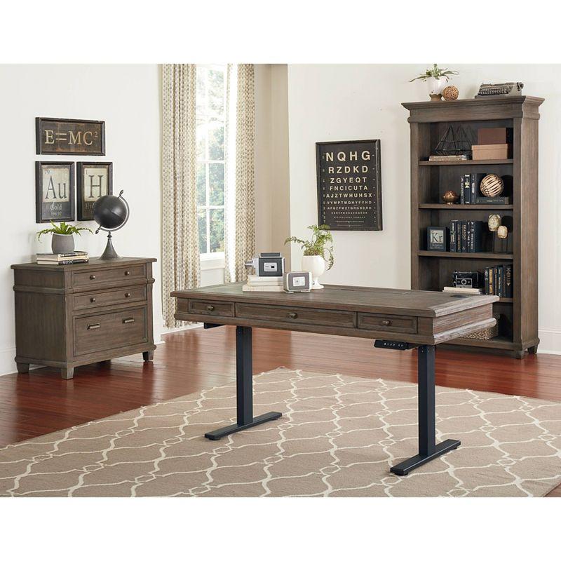 Carson Traditional Brown Adjustable Height Home Office Desk with USB