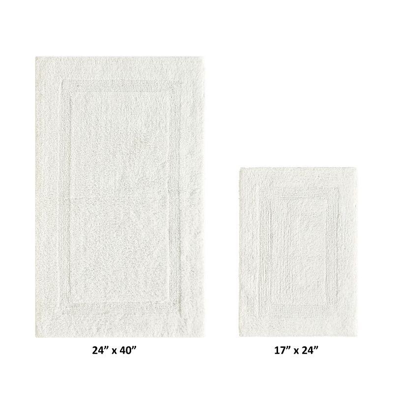 Better Trends Lux 100% Cotton Tufted Solid Reversible Bath Rug Set 2 PC (17" x 24" | 24" x 40") - Ivory