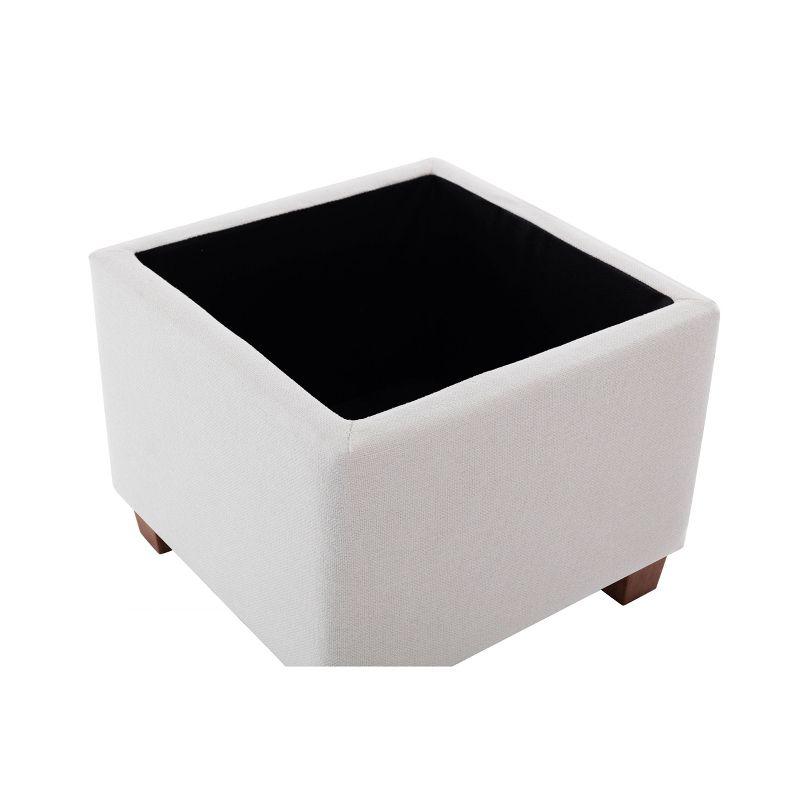 Square Storage Ottoman with Piping and Lift Off Lid - WOVENBYRD