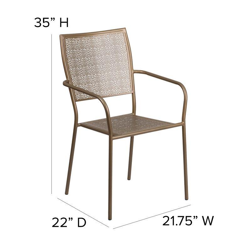 Flash Furniture Commercial Grade Indoor-Outdoor Steel Patio Arm Chair with Square Back