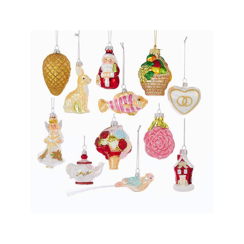 Elegant Glass Wedding Ornament Set with Gold Trim, 12-Piece