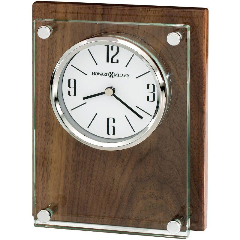 Walnut and Clear Quartz Table Clock with Chrome Accents