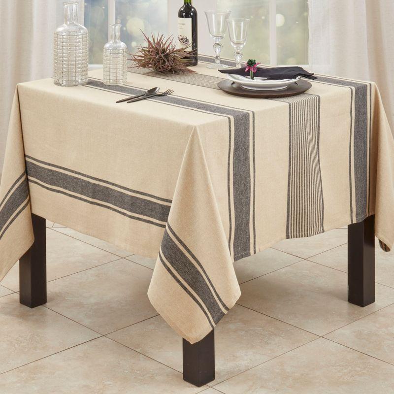 Saro Lifestyle Banded Design Farmhouse Tablecloth