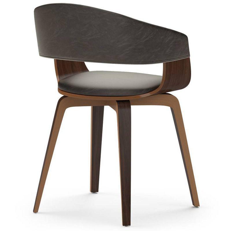 Simpli Home Lowell Bentwood Upholstered Dining Chair with Curved Backrest in Mid-Century Modern Style