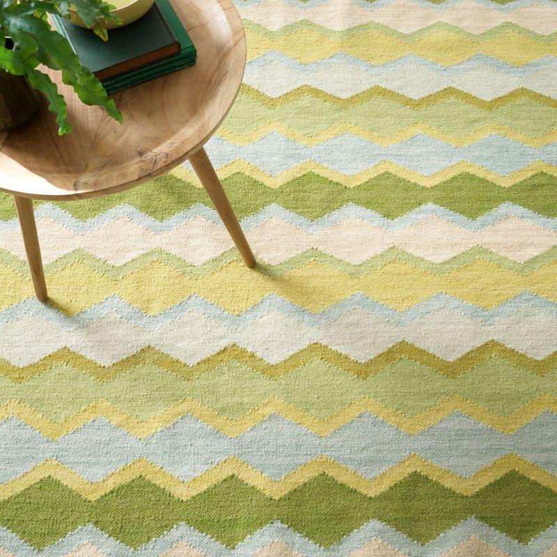 Dash and Albert Rugs Kit Kemp x Annie Selke Safety Net Green Handwoven Wool Rug