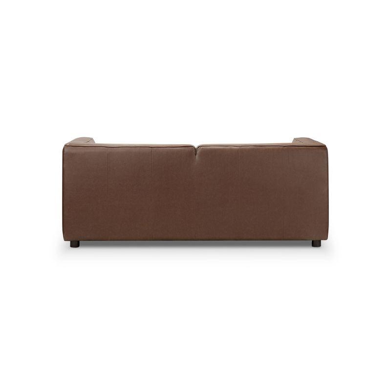 Otto 72'' Camel Genuine Leather Tuxedo Sofa with Wood Accents