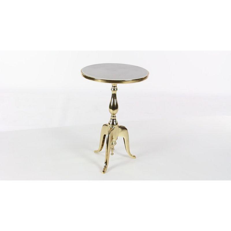 Elegant Gold & Gray Marble Round Accent Table - 15" x 22"