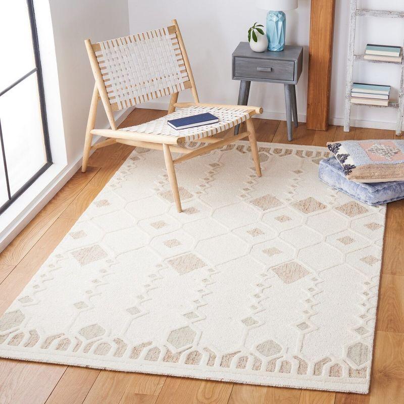 Ivory Geometric Hand-Tufted Wool Area Rug