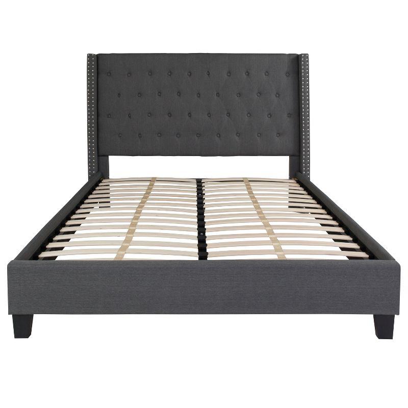 Flash Furniture Riverdale Queen Size Tufted Upholstered Platform Bed in Dark Gray Fabric