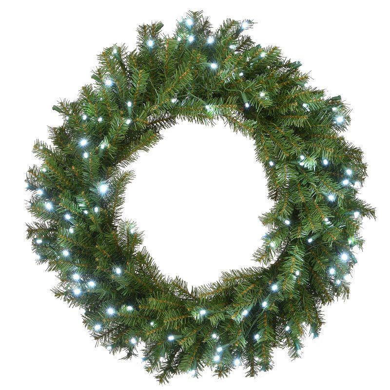 Norwood Fir 30" Pre-Lit Artificial Christmas Wreath with Cool White LEDs