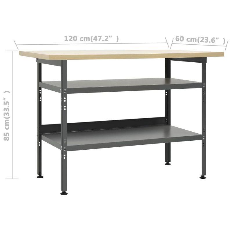 vidaXL Workbench Gray 47.2"x23.6"x33.5" Steel