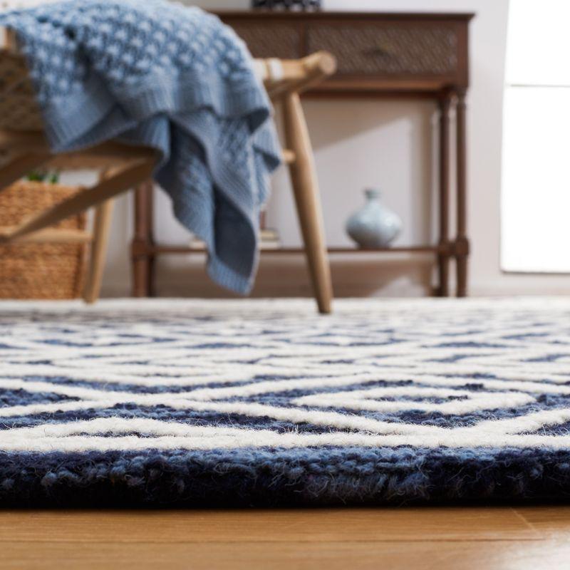 Ivory and Navy Hand-Tufted Wool Area Rug