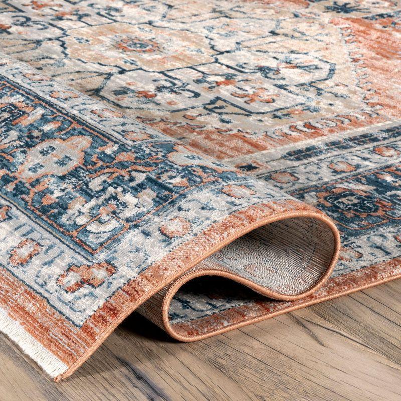 Nuloom Zara Medallion 2x6 Runner Indoor Area Rug for Living Room Bedroom Dining Room Entryway Hallway Kitchen, Rust/Blue