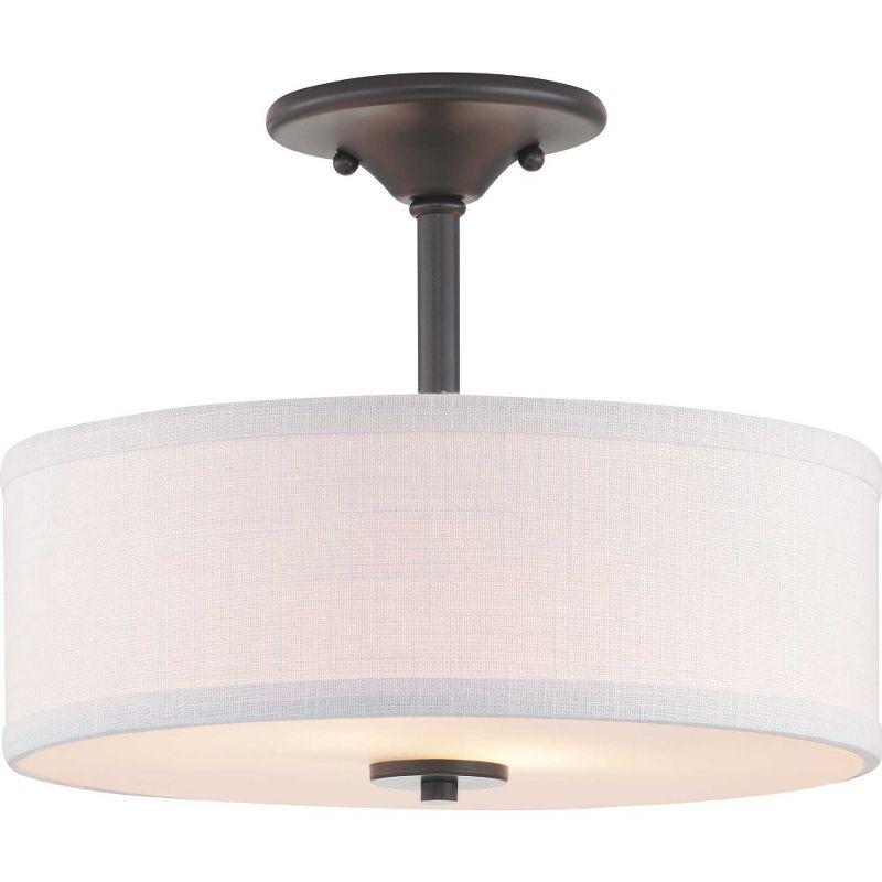 Progress Lighting Inspire Collection 2-Light Semi-Flush Fixture, Graphite Finish, Summer Linen Shade