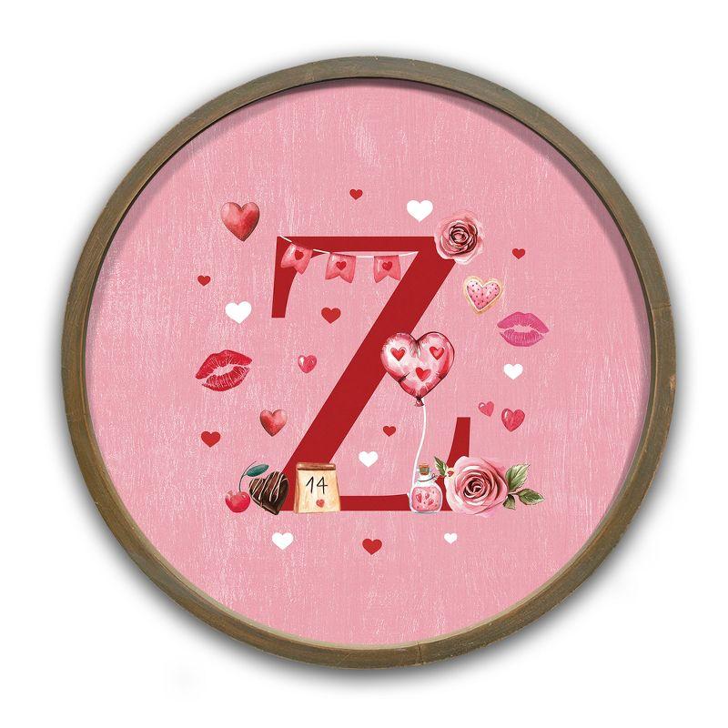 Creative Products Valentine Things Monogram - Z 20 x 20 Round Brown Framed Print