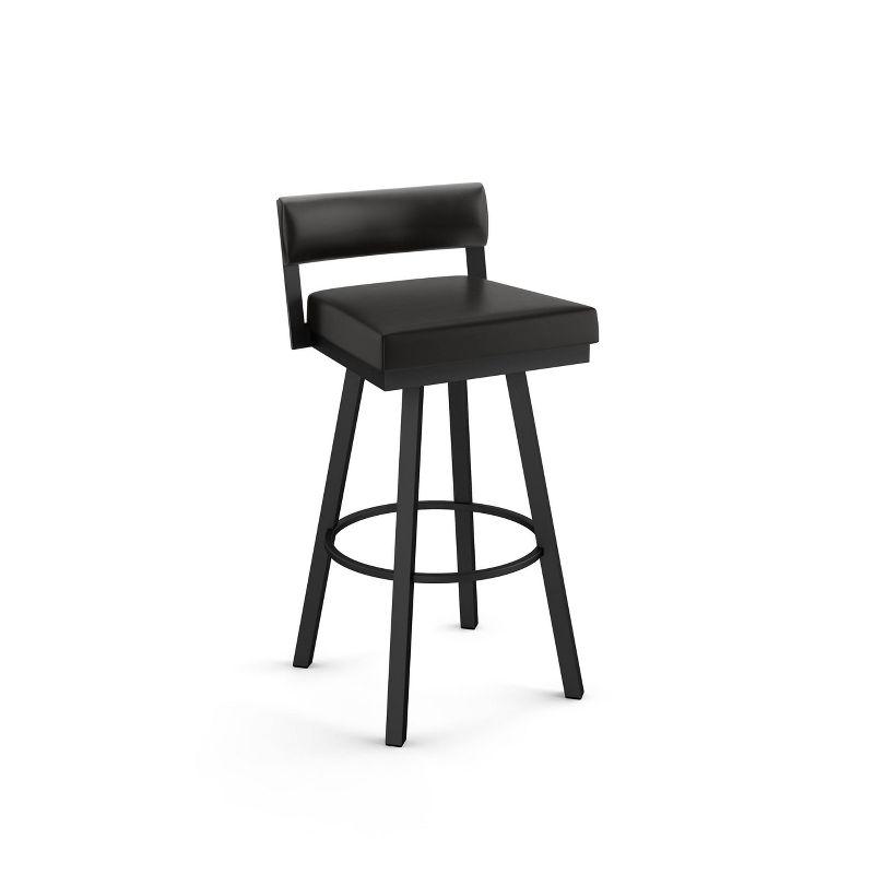 Travis Black Metal Faux Leather Swivel Bar Stool