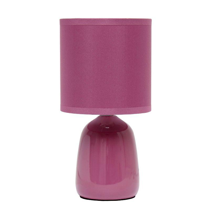 10.04" Traditional Ceramic Thimble Base Bedside Table Desk Lamp with Matching Fabric Shade Mauve - Simple Designs
