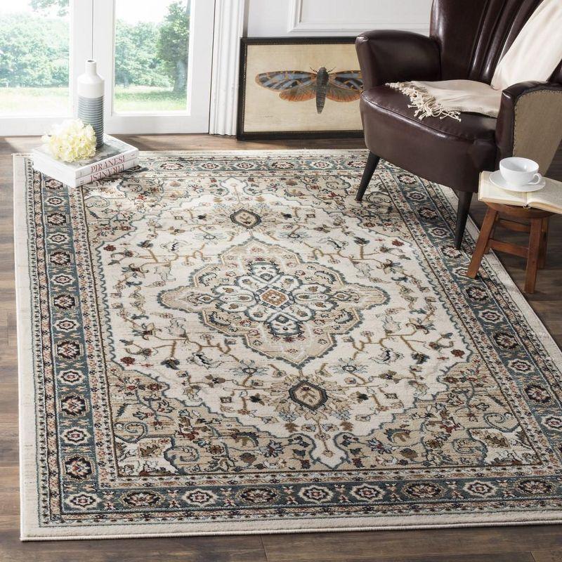 Elegant Cream Floral 4' x 6' Synthetic Easy Care Area Rug