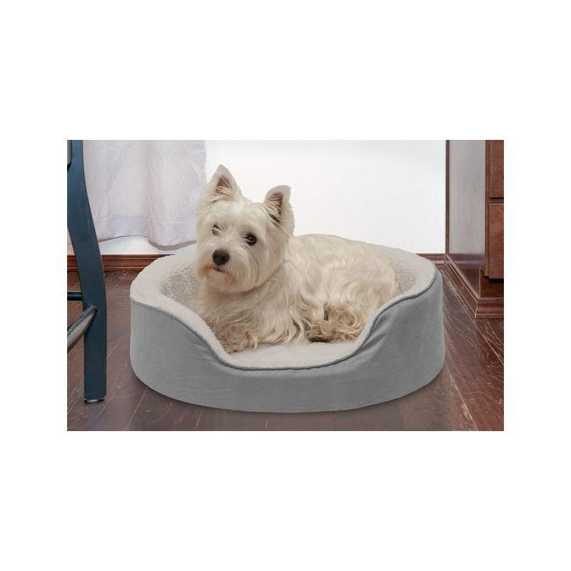 FurHaven Faux Sherpa & Suede Oval Dog Bed
