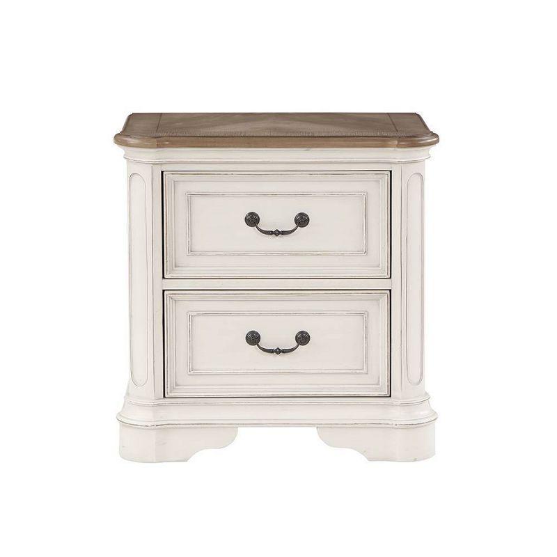 28" Florian Nightstand Antique White Finish - Acme Furniture: Elegant Square Design, No Assembly, Wood Composite Frame