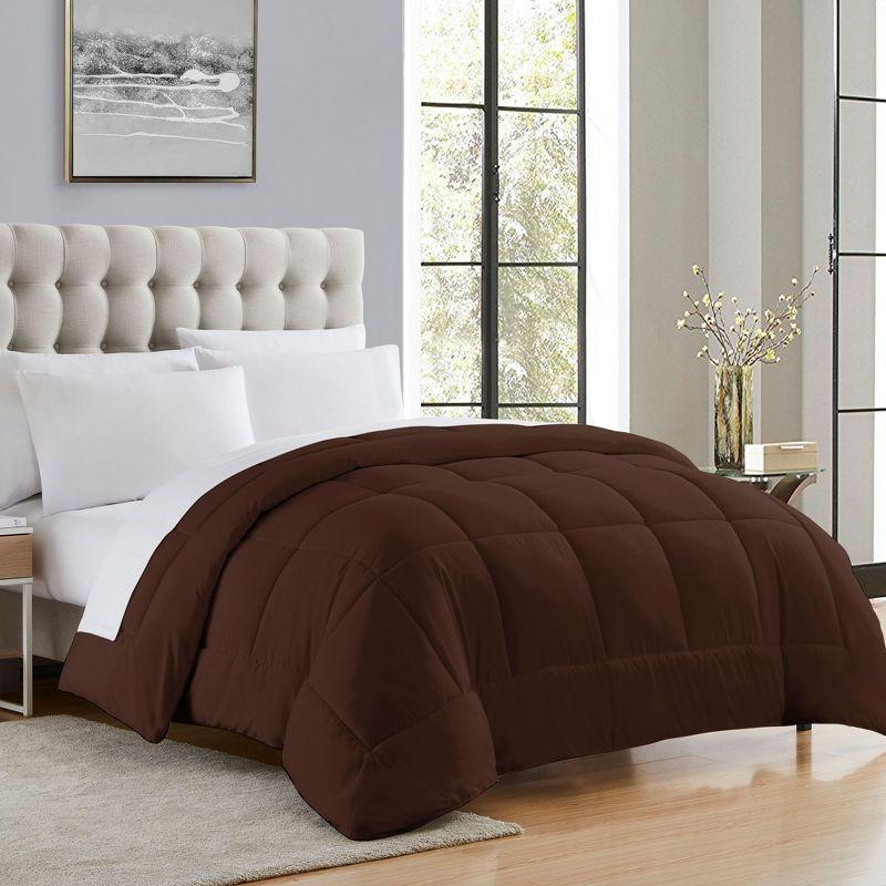 Queen Chocolate Down Alternative Reversible Microfiber Comforter