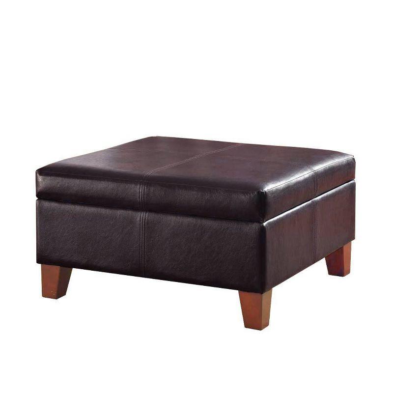 Luxury Large Square Storage Ottoman with Lid - HomePop: Faux Leather, Wood Legs