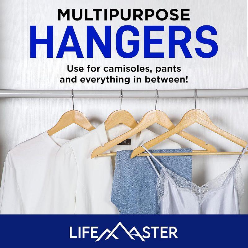 Lifemaster Tough Long Lasting Solid Maple Wooden Clothes Hangers