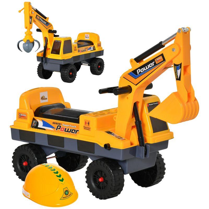 Yellow Multi-functional Plastic Ride-On Excavator Truck Toy