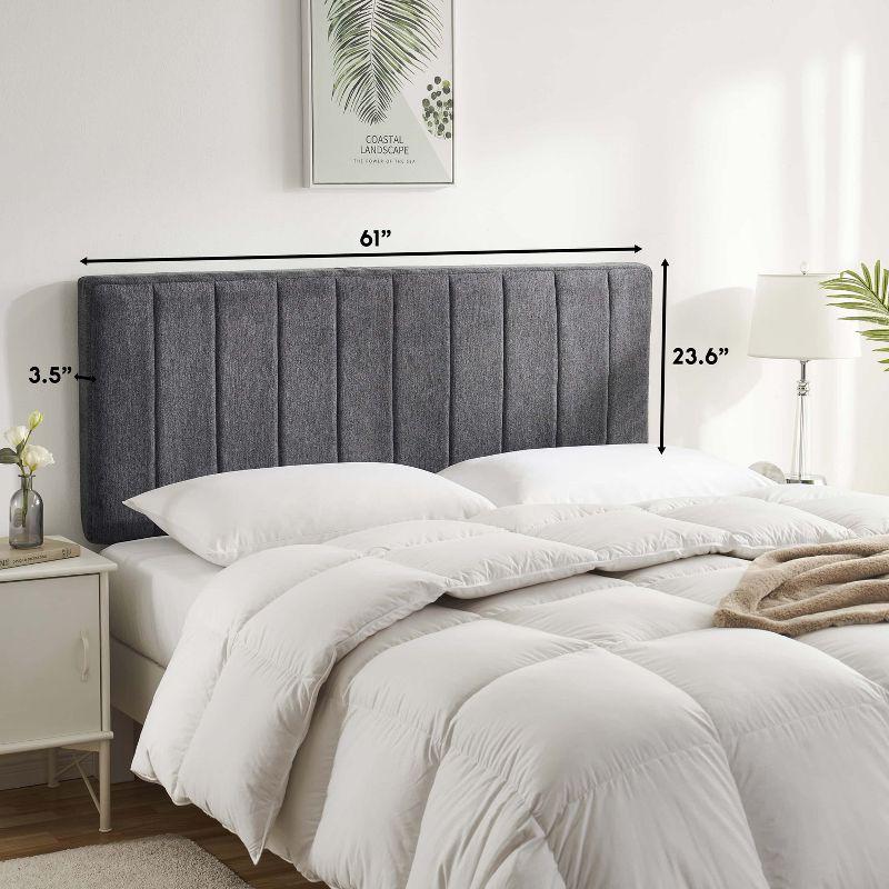 Upholstered Queen Headboard - Easy Assemble Wall Mounted Headboard with 3D Soundproof Wall Panels for Queen Size Bed - Gray