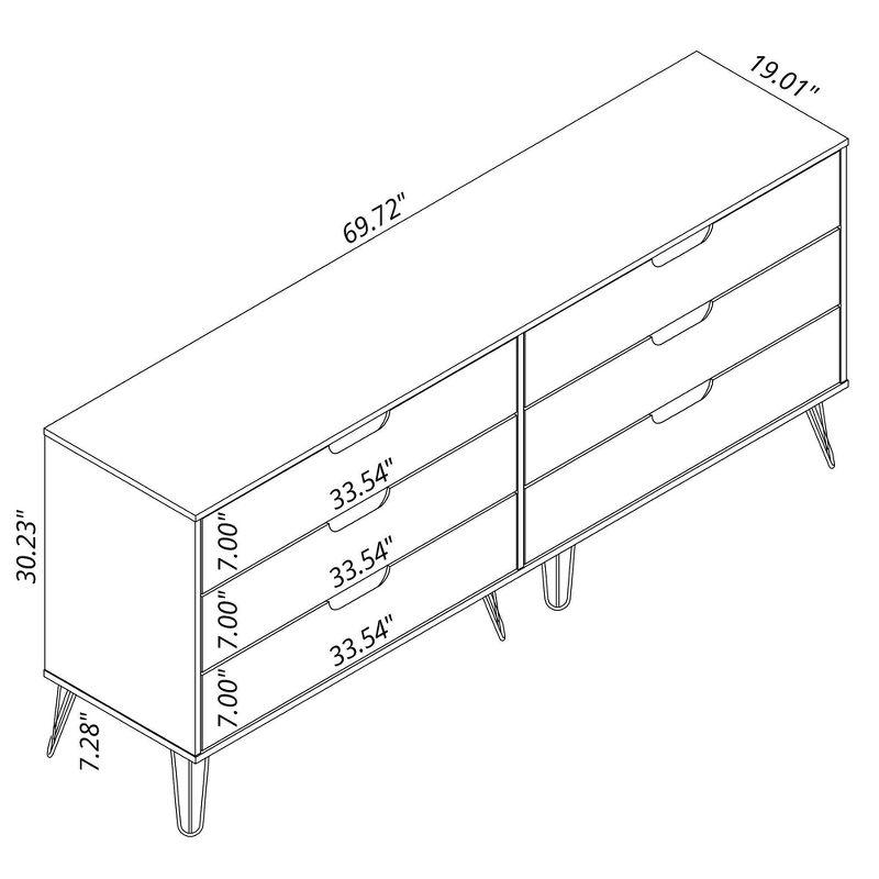 Mid-Century Modern Double Low Dresser with Cutout Handles - Brown