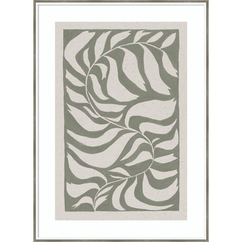 Winding Vine Sage Green Abstract Botanical Art Print with Satin Frame