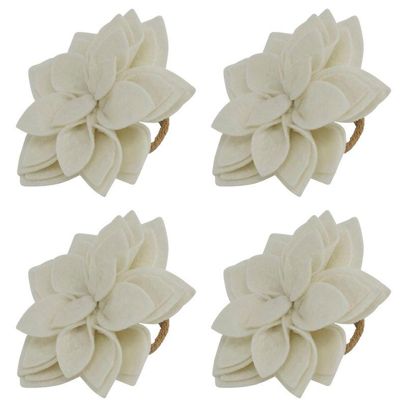 Flower: 100% Felt - Ring: 100% Jute Napkin Ring (Set of 4)