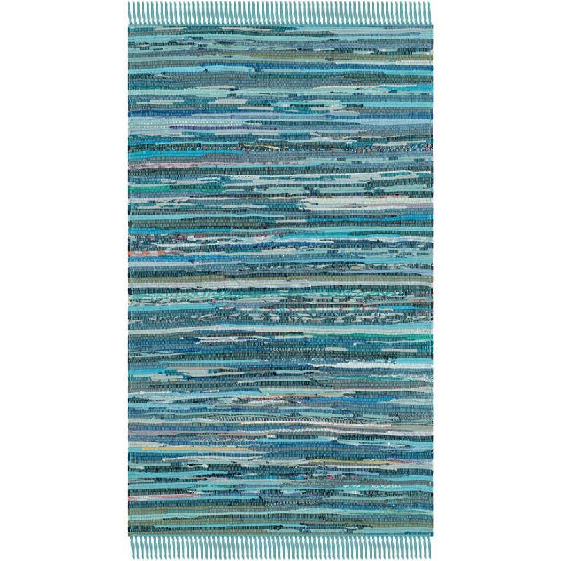 Rag Accent Rug RAR121 Hand Woven Accent Rug - Blue/Multi - 2'6"x4' - Safavieh.