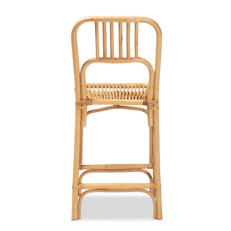 Ivora Rattan Counter Height Barstool Natural/Brown - bali & pari: Bohemian Style, Fixed Seat 24.5", No Assembly Required
