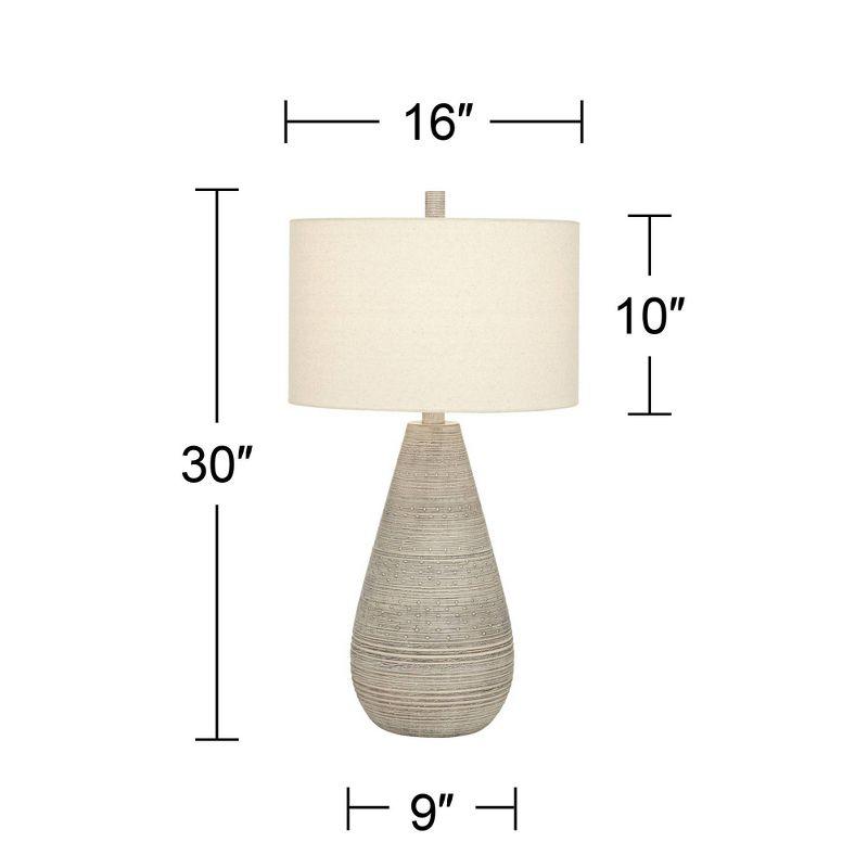 360 Lighting Rustic Country Cottage Table Lamps 30" Tall Set of 2 Natural Gray Teardrop Off White Oatmeal Drum Shade for Bedroom Living Room House