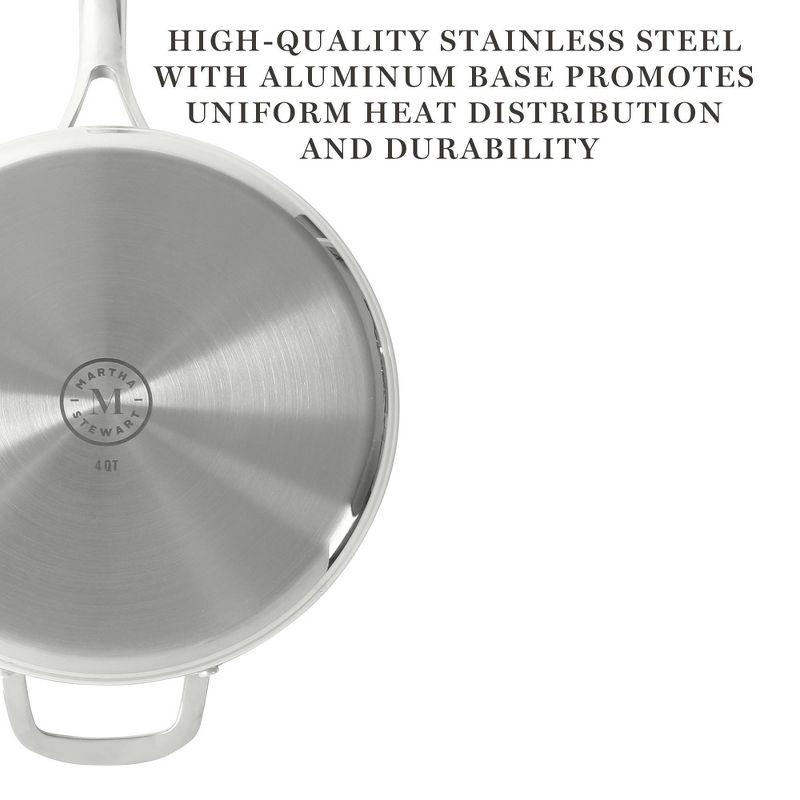 4-Quart Silver Stainless Steel Nonstick Saute Pan with Lid