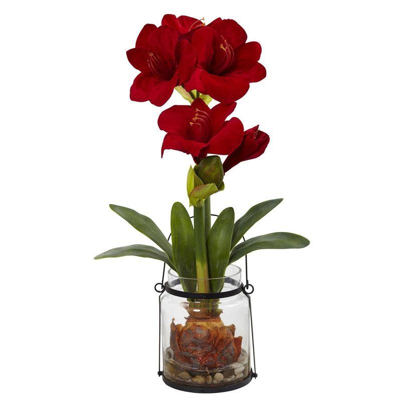 Nearly Natural 24-in Amaryllis with Vase