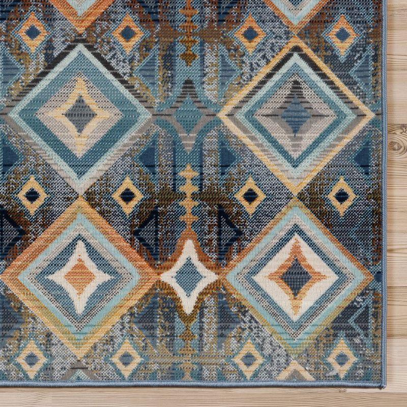 Gertmenian Sierra Kenna Blue Bohemian Geometric Diamond Indoor/ Outdoor Area Rug