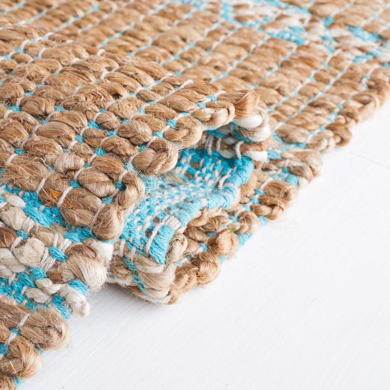 Natural Fiber NFB655 Power Loomed Runner Rug - Teal/Natural - 2'3"x8' - Safavieh.