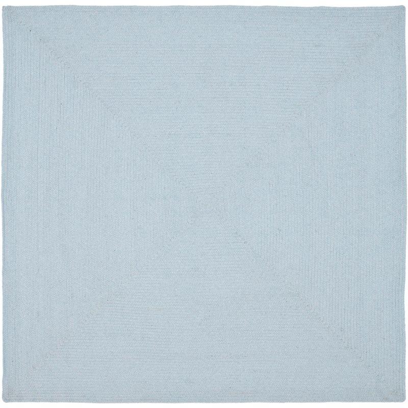 Light Blue Handmade Cotton Braided Reversible Square Rug