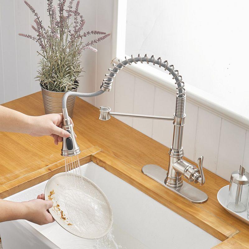 Single-Handle Pull-Down Sprayer 3 Spray High Arc Kitchen Faucet With Deck Plate